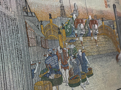 Morning View at Nihonbashi -Fifty-three stations of the Tokaido road- (Nishijin textile)