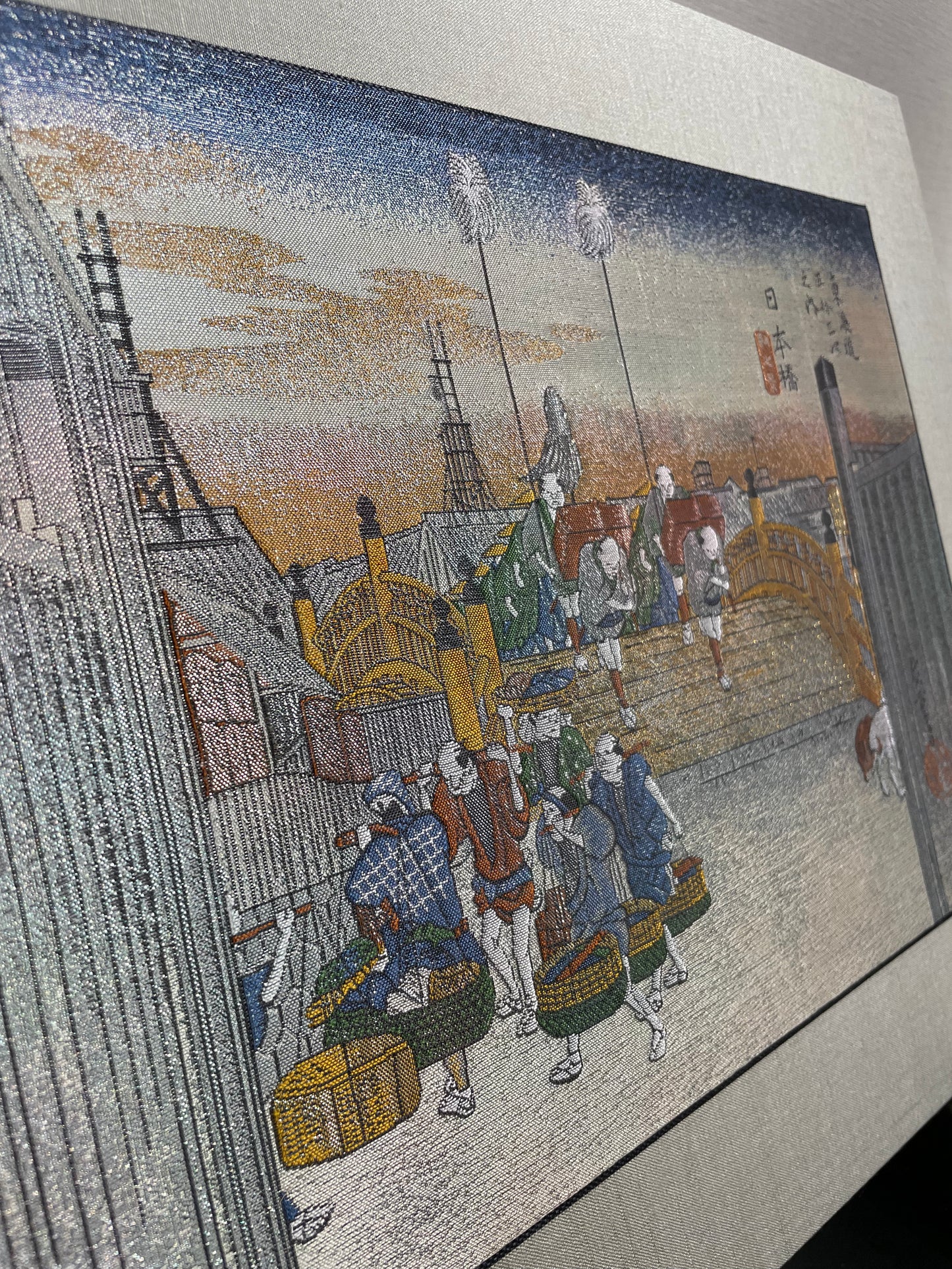 Morning View at Nihonbashi -Fifty-three stations of the Tokaido road- (Nishijin textile)