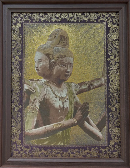 Asura statue small framed (Nishijin textile)