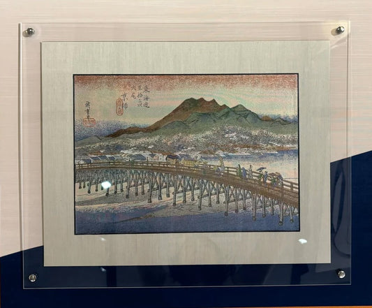 Sanjyo Ohashi, Kyoto -Fifty-three stations of the Tokaido road- small framed (Nishijin textile)