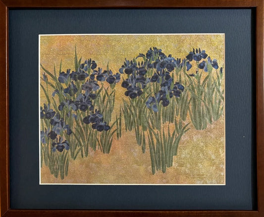 Irises screen small framed (Nishijin textile)