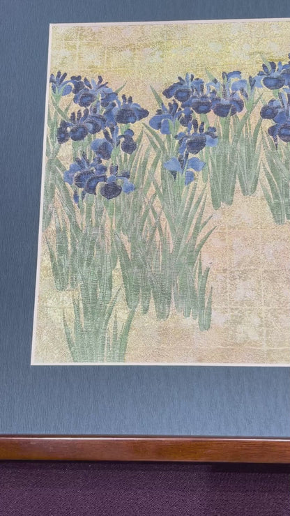 Irises screen small framed (Nishijin textile)